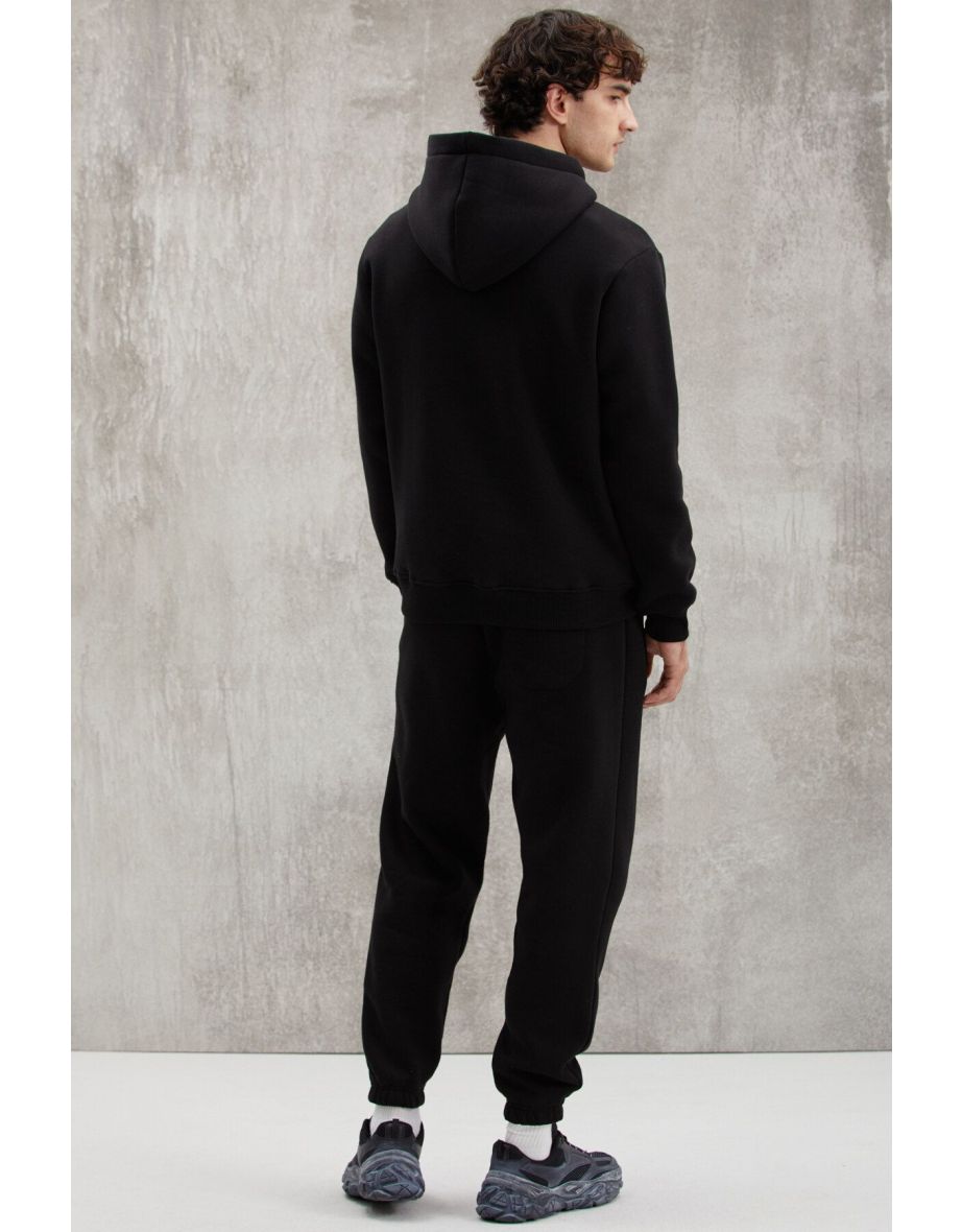 Loic Men's Soft Elastic Skinny Leg Three Pocket Organic Cotton Black Sweatpants - 3