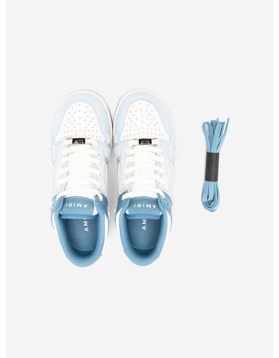 Amiri Kids Leather Two-Tone Skel Top Low Trainers in Blue - 2