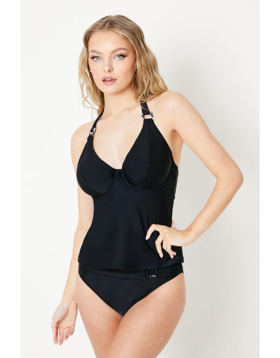 Dd+ Plunge Tummy Control Tankini Top - black - 3