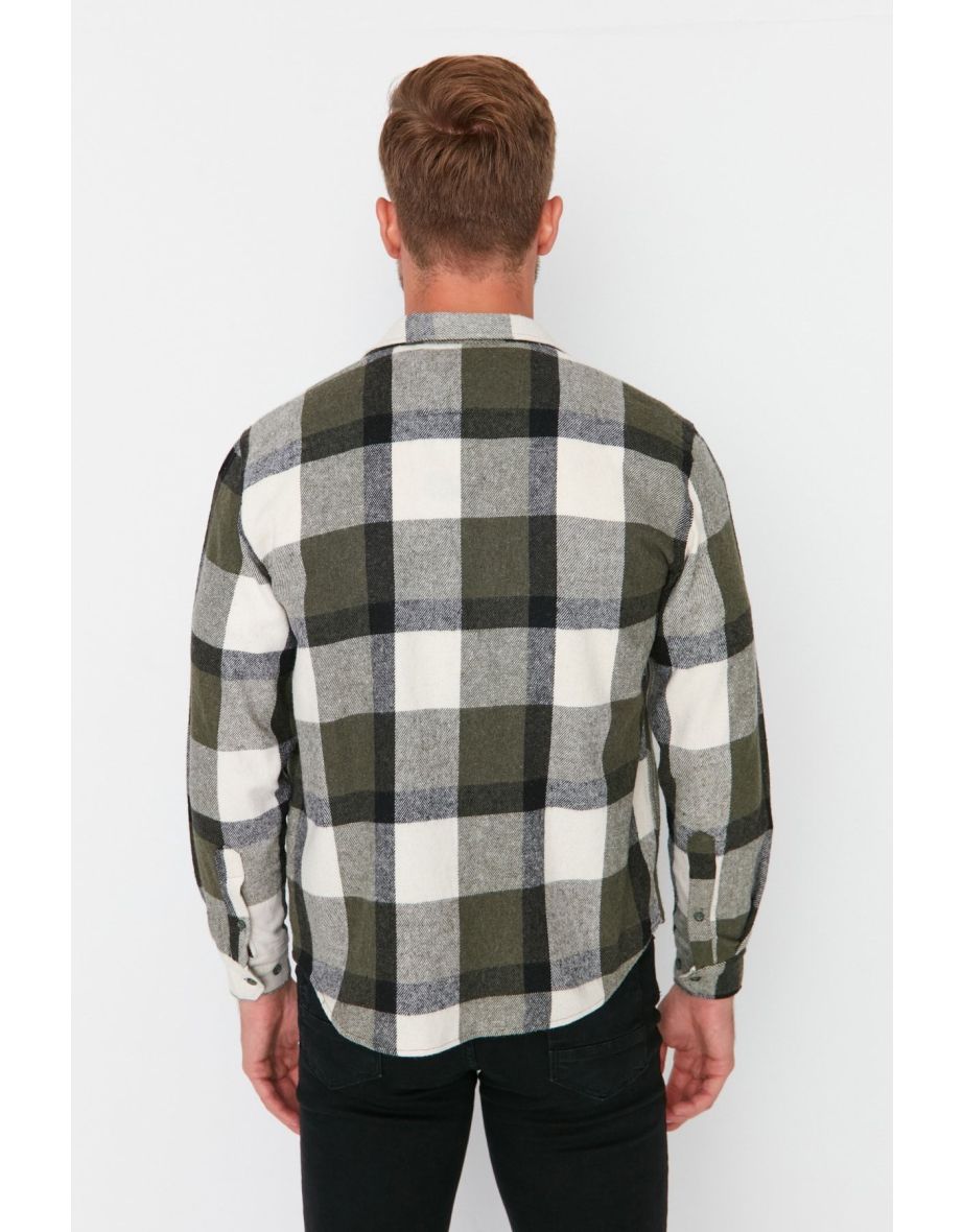 Khaki Regular Fit Lumberjack Plaid Shirt - 7
