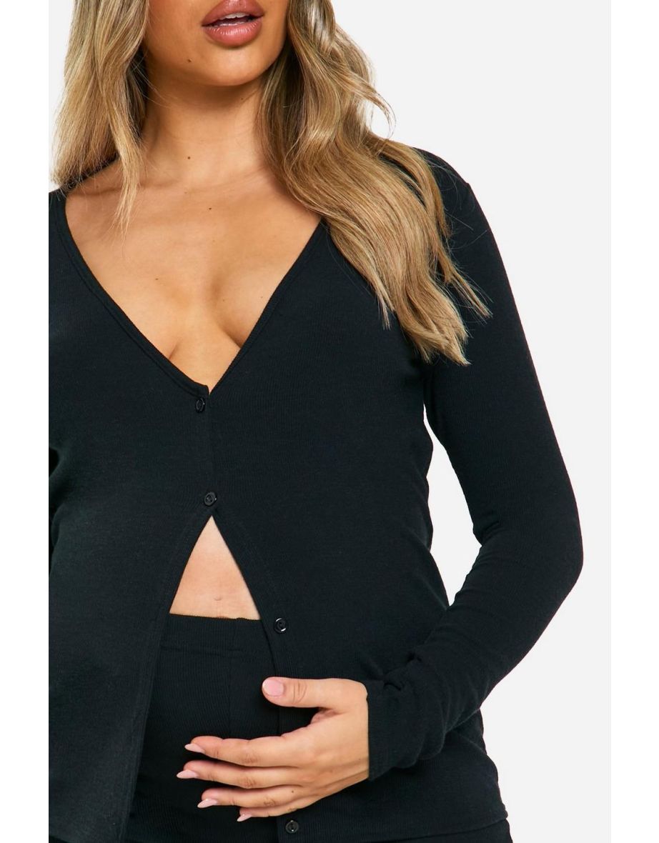 Maternity Rib Button Down Oversized Cardigan - 3