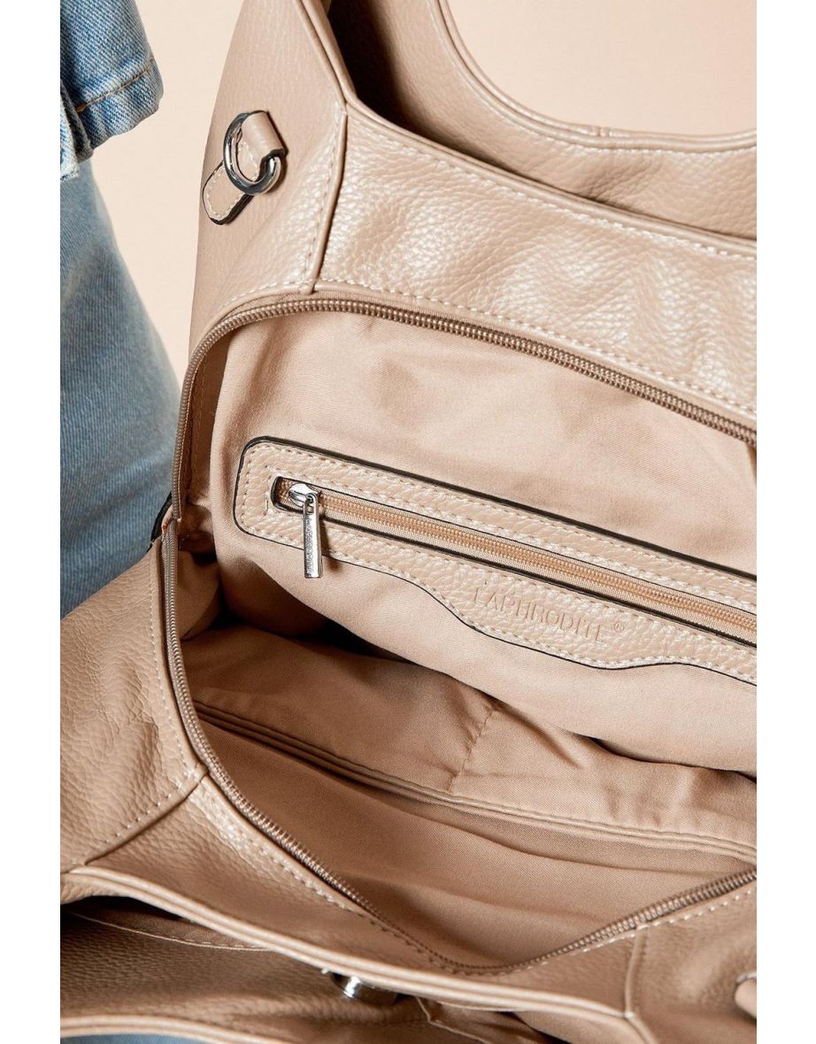 Ren Faux Leather Slouch Shoulder Bag With Multi Internal Pockets - 2