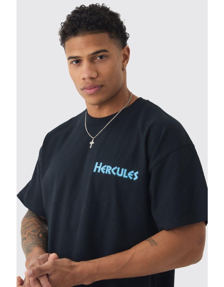 Oversized Disney Hercules License Print T-shirt - black - 2