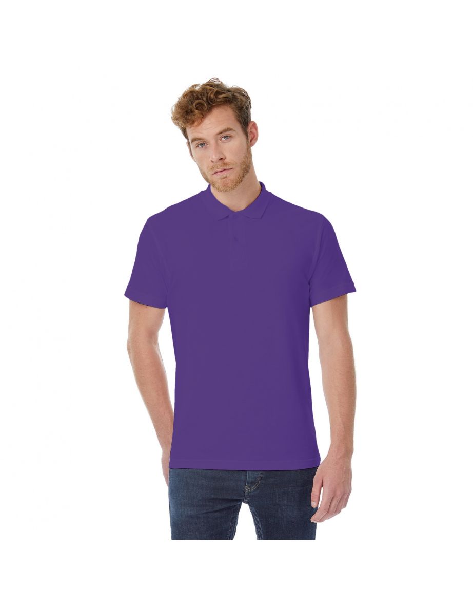 B&C ID.001 Mens Short Sleeve Polo Shirt - Purple - 2
