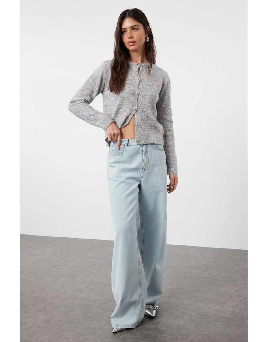 Gray Gradient Knitwear Cardigan