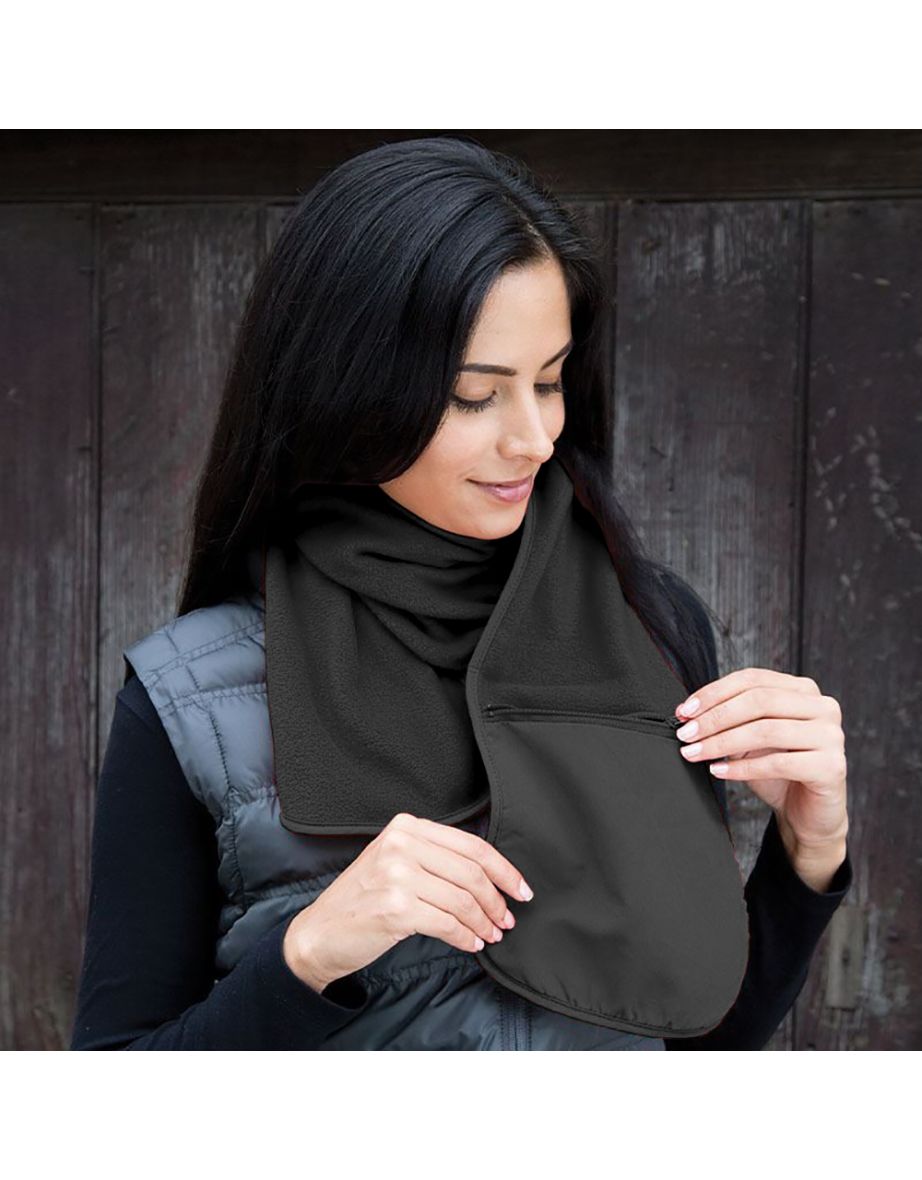 Result Active Anti-Pilling Fleece Winter Scarf With Zip Pocket - Black