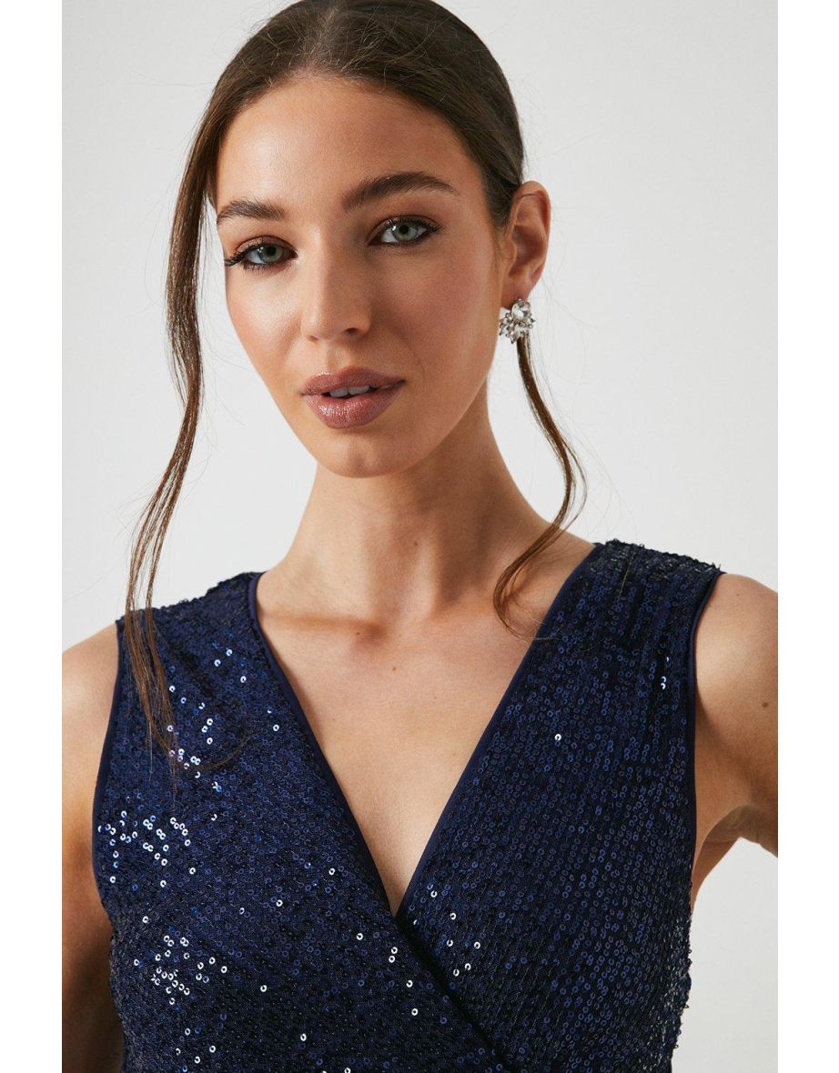 Sequin Drape Detail Bridesmaids Dress - 3