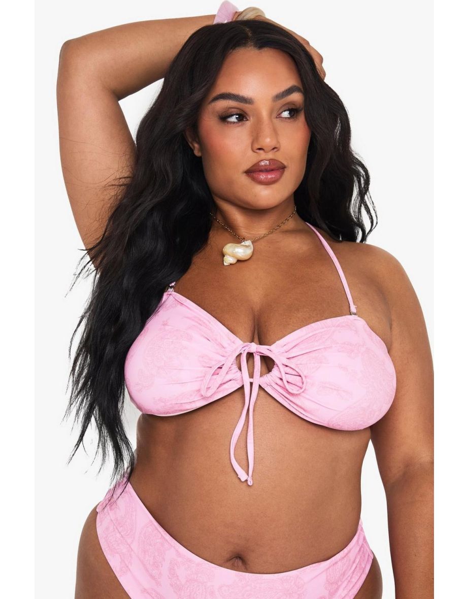 PLUS PAISLEY BIKINI TOP & HIGH WAIST BIKINI - pink - 2