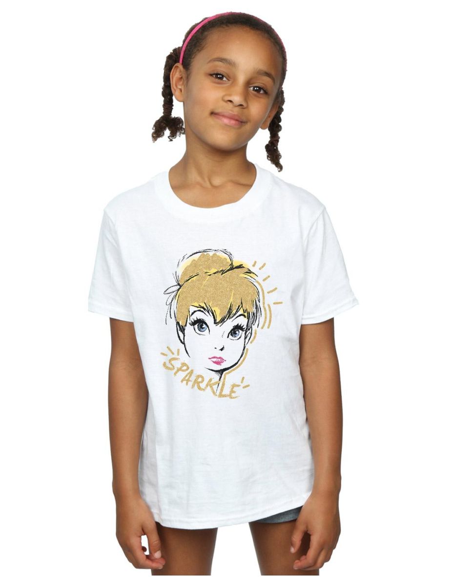 Tinkerbell Girls Sparkle Cotton T-Shirt - White - 3