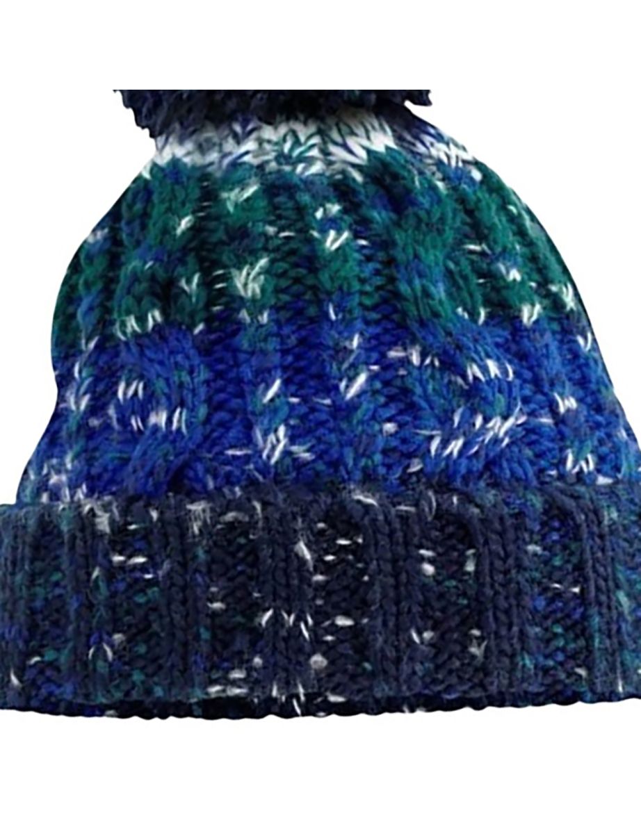 Beechfield Unisex Adults Corkscrew Knitted Pom Pom Beanie Hat - Alpine Blues - 1