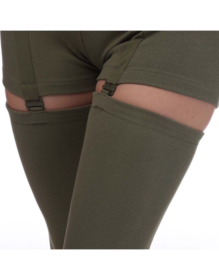 Women's adidas Originals Always Original Rib Two-In-One Tights in Green - 3