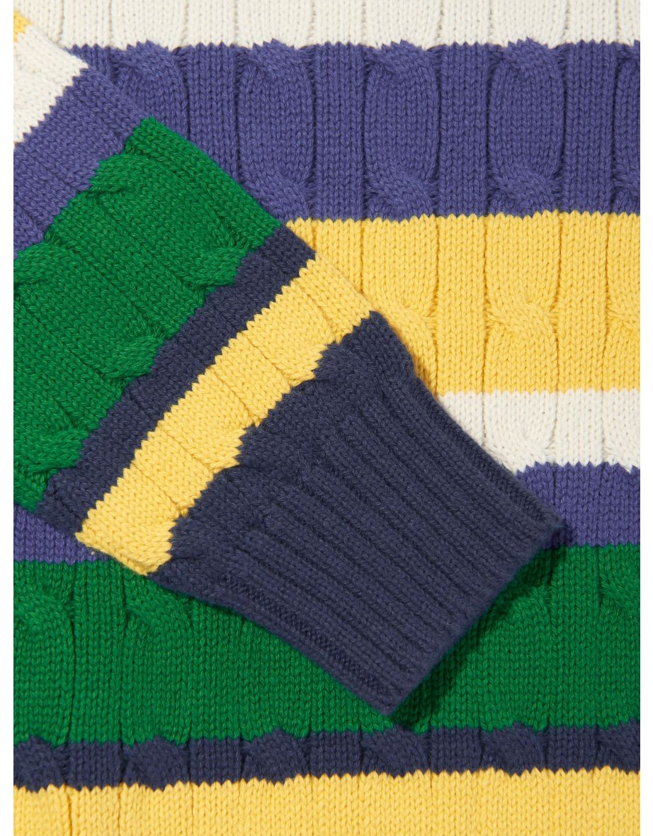 Boys Striped Cable Knit Jumper in Multicolour - 3