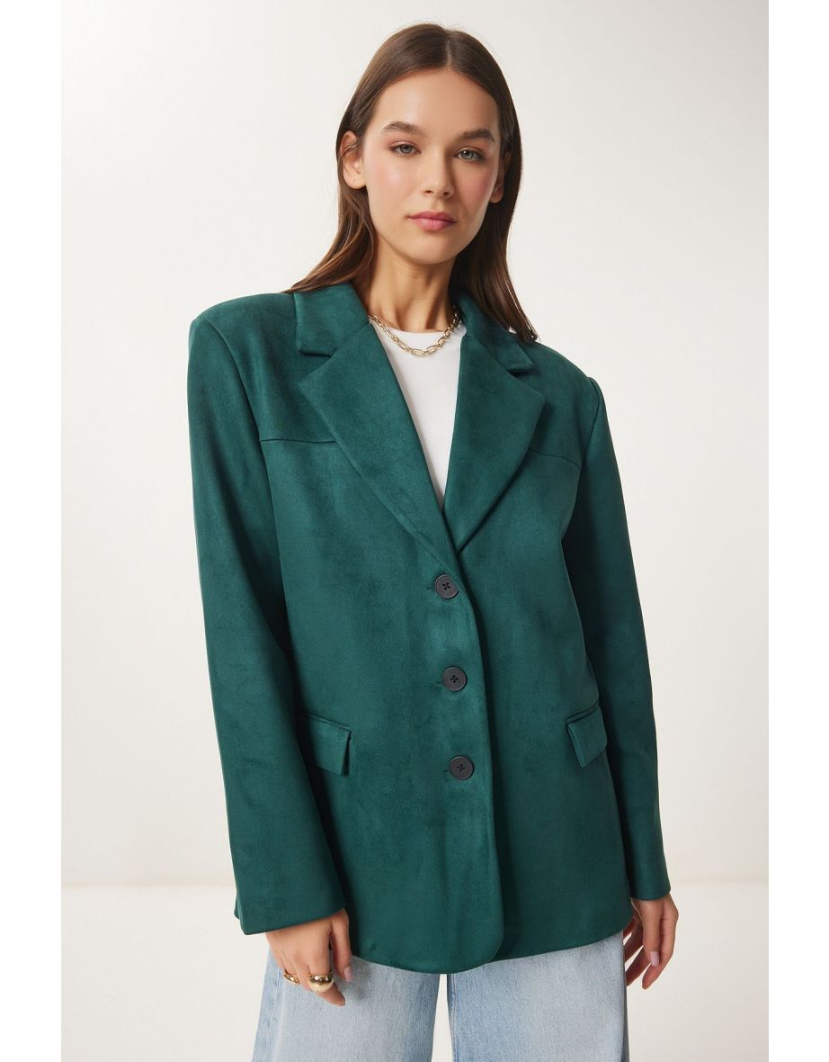 Women's Emerald Green Premium Suede Blazer Jacket