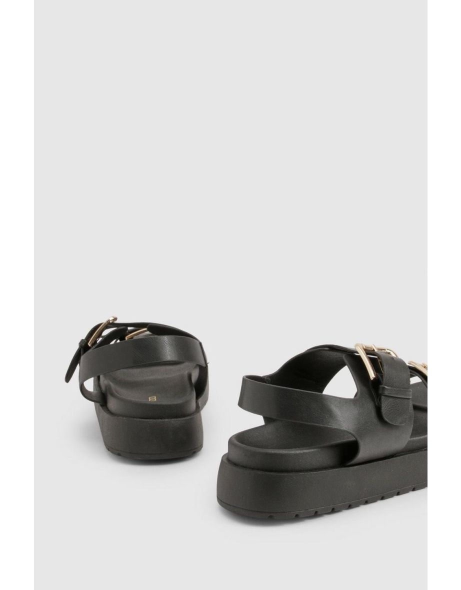 Buckle Detail Chunky Dad Sandals - black - 3