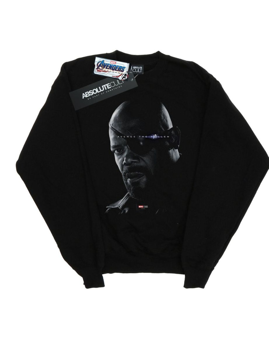Marvel Girls Avengers Endgame Avenge The Fallen Nick Fury Sweatshirt - Black - 1