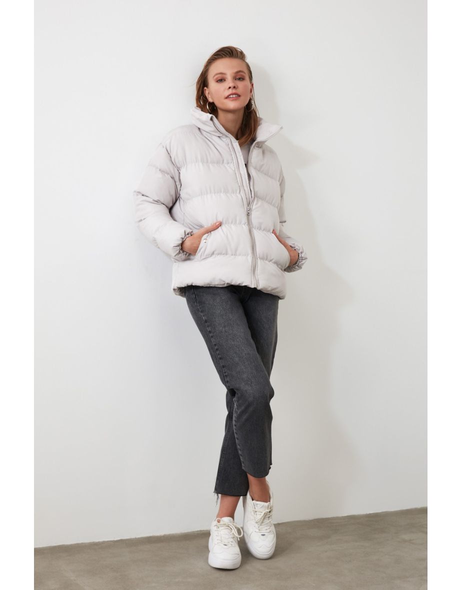 Trendyol Collection Winter Jacket - Gray - Puffer - Trendyol