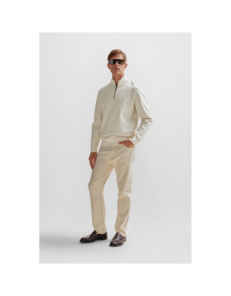 Men's Boss L-Santos 07 Zip-Neck Sweatshirt in White