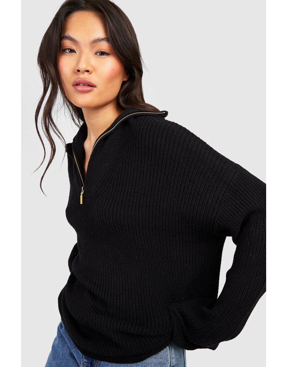Half Zip Collar Jumper - black