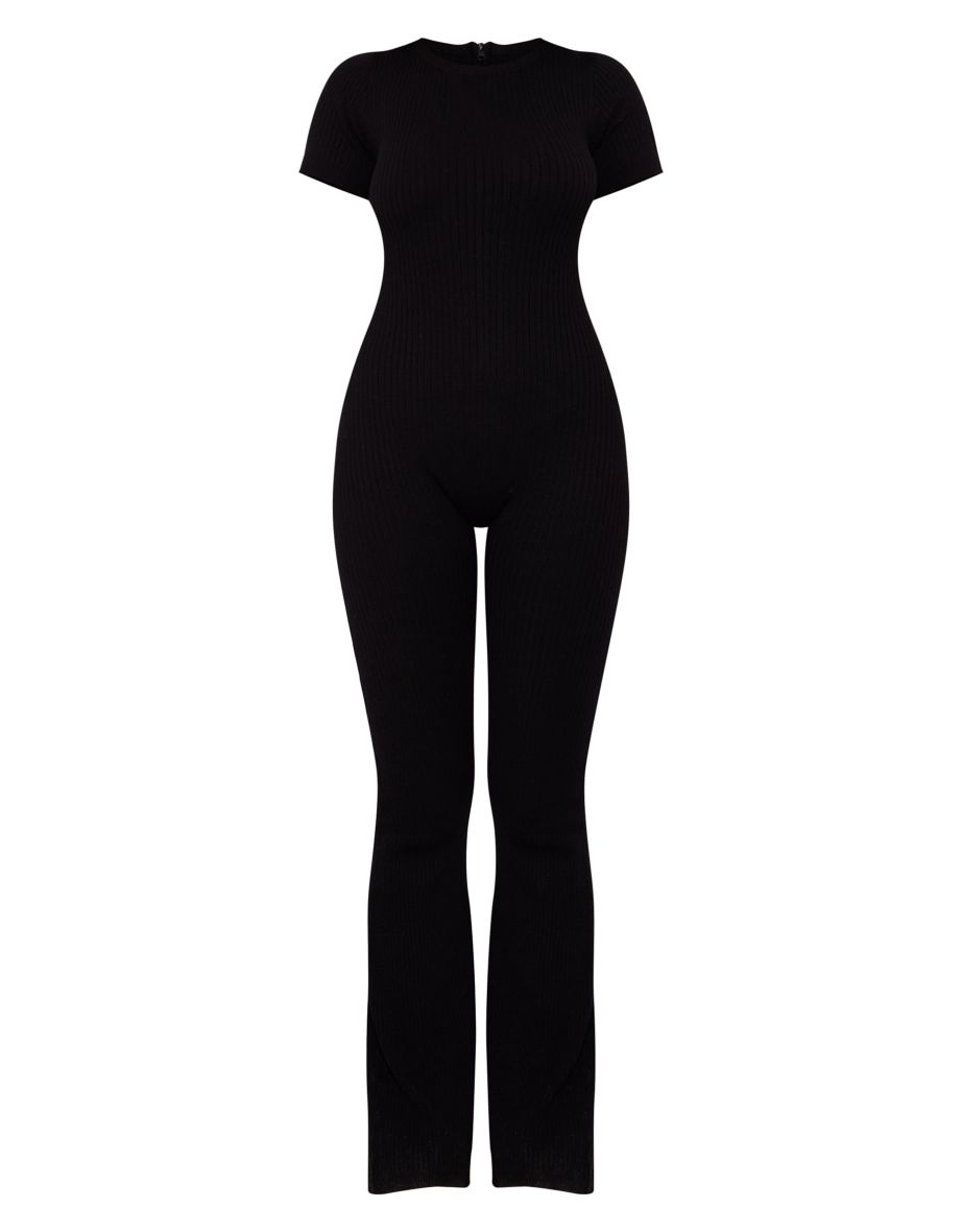 Tall Black Knitted Zip Up Jumpsuit - 4
