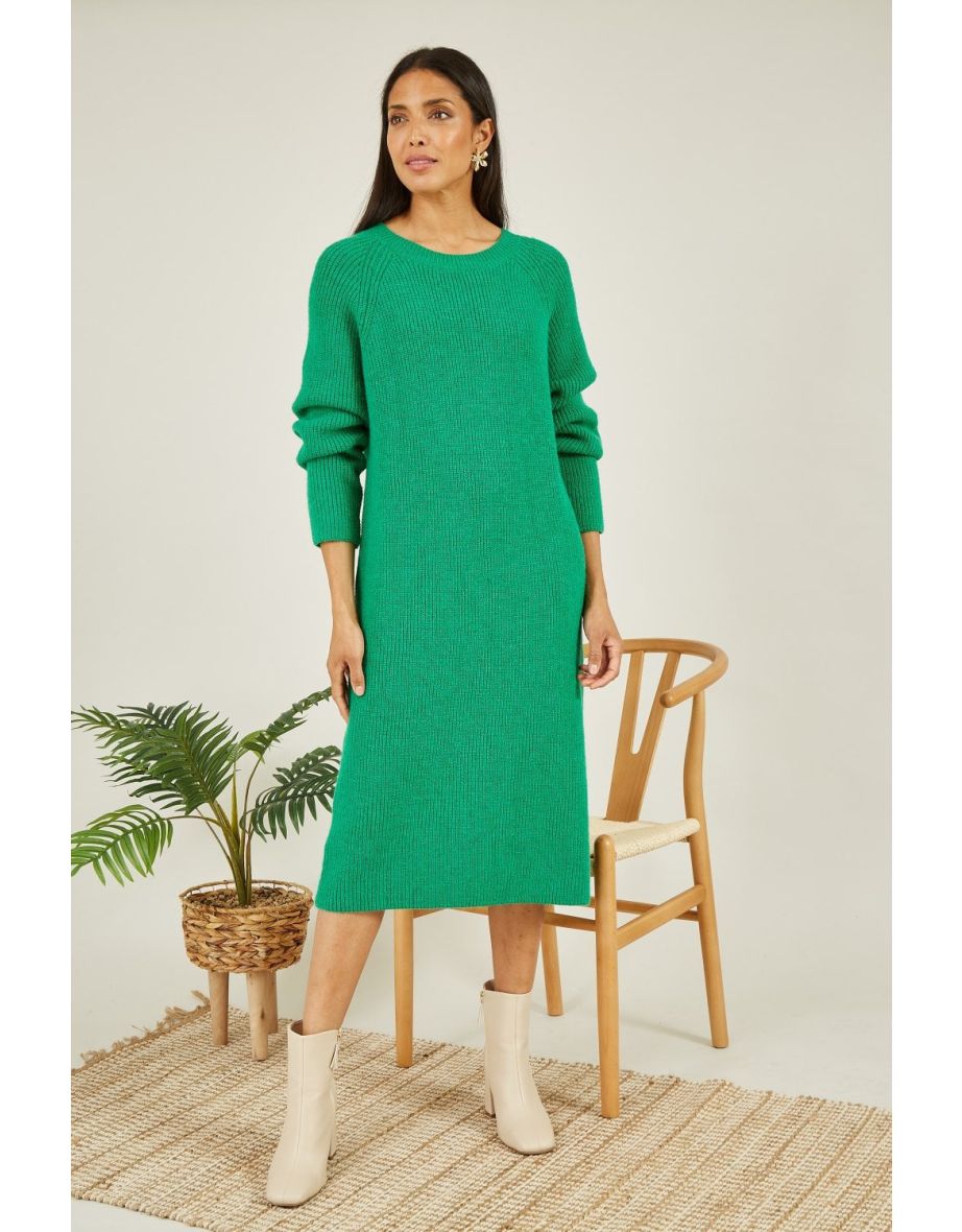 Yumi Green Knitted Midi Dress