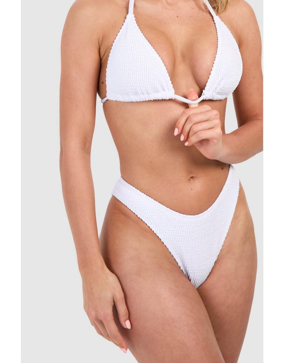 Mix & Match Crinkle Triangle Bikini Top - white - 3