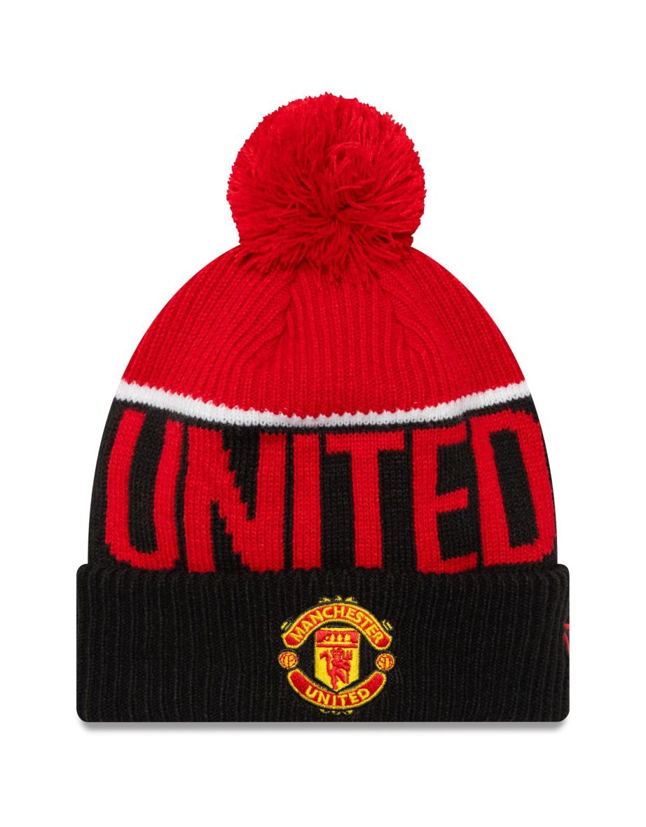 New Era Men Knits Manchester United FC Football Bobble Hat Beanie Winter - Black