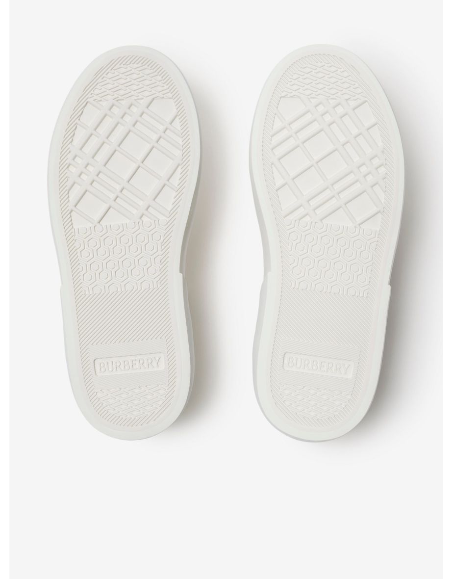 Burberry Kids Noah Check Strap Trainers in White - 4