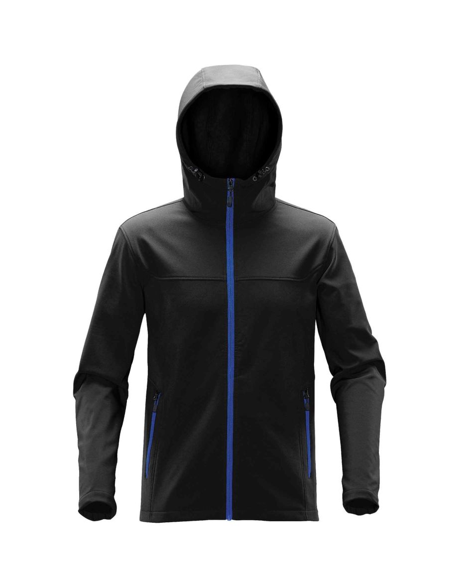 Stormtech Mens Orbiter Softshell Hoodie - Black/Azure Blue