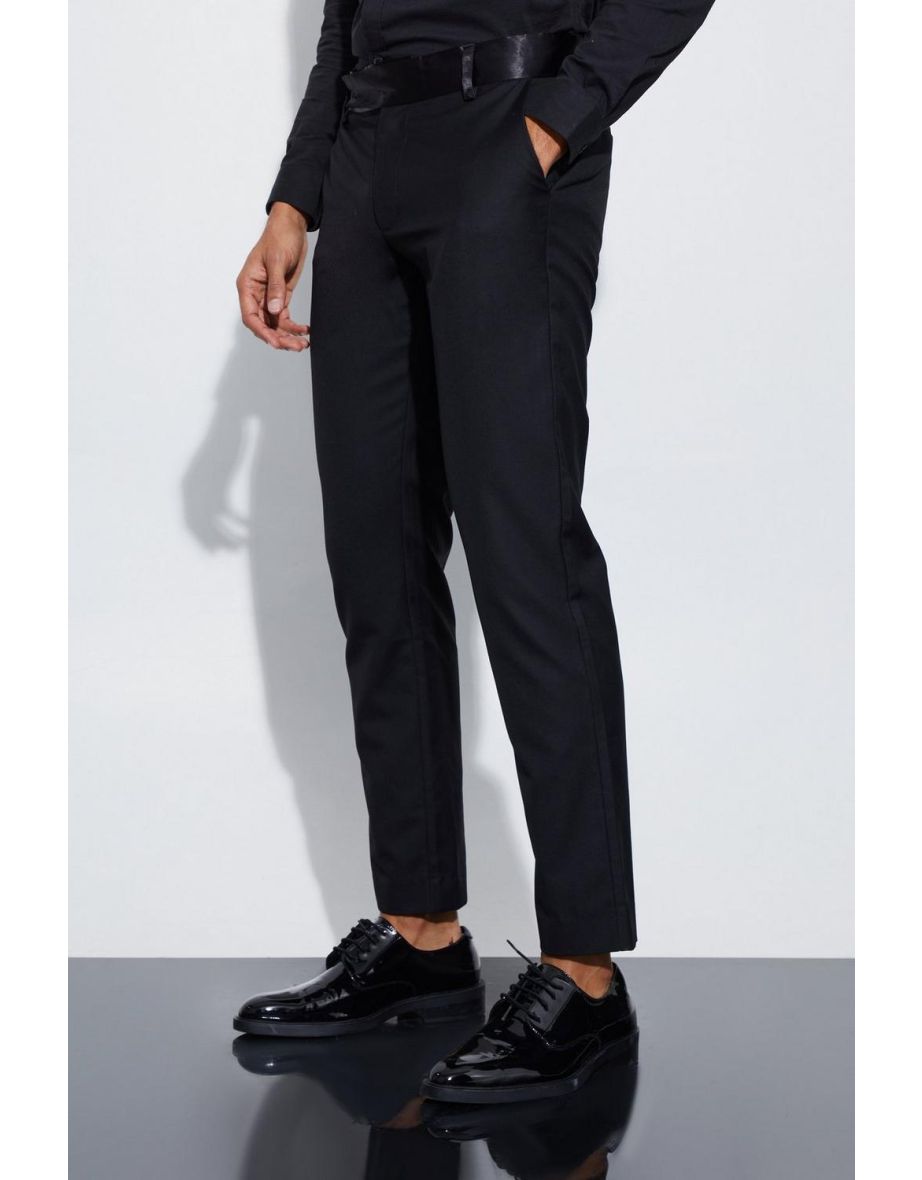 Slim Fit Tuxedo Suit Trousers - black