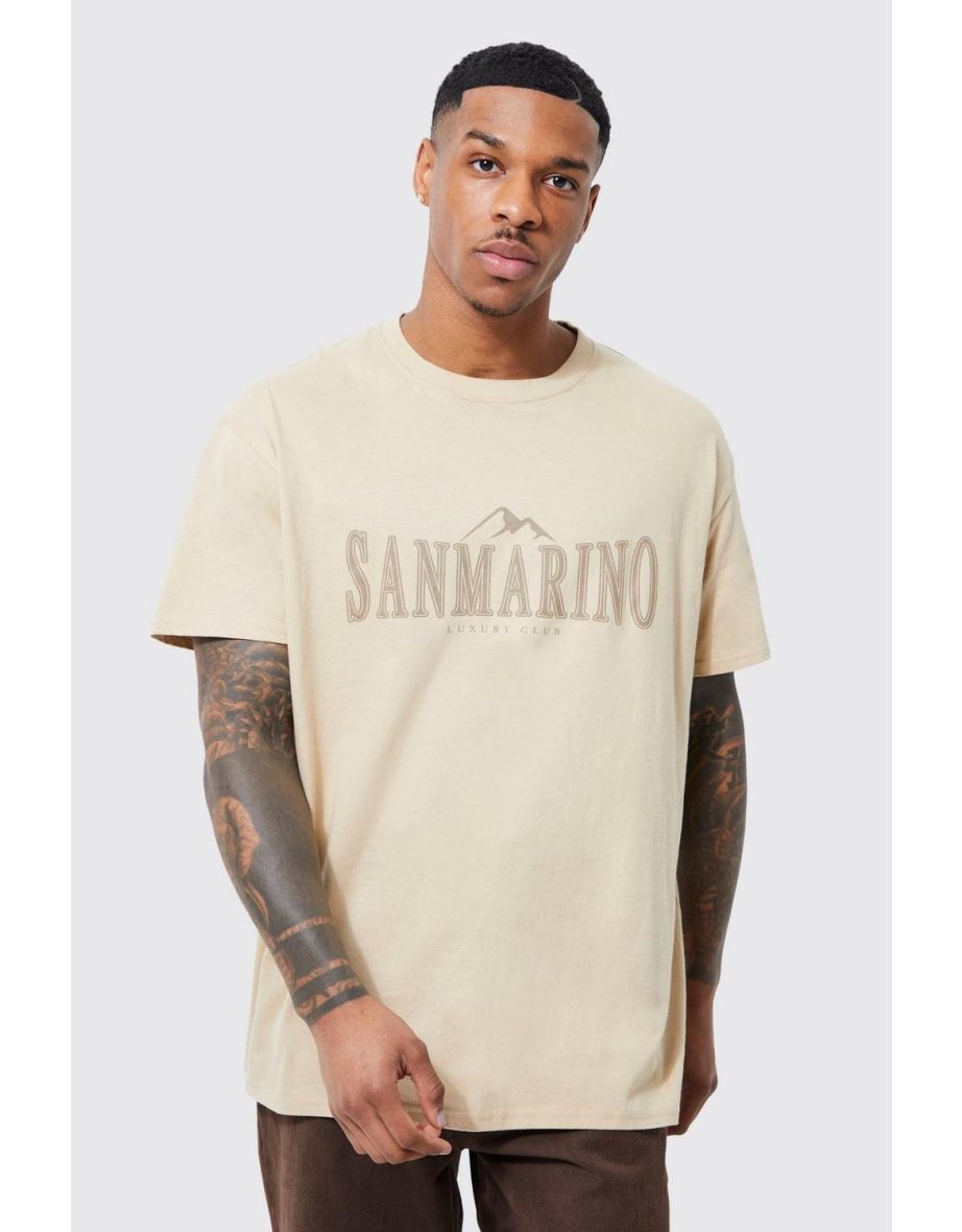 Oversized San Marino Mountain Graphic T-shirt - sand