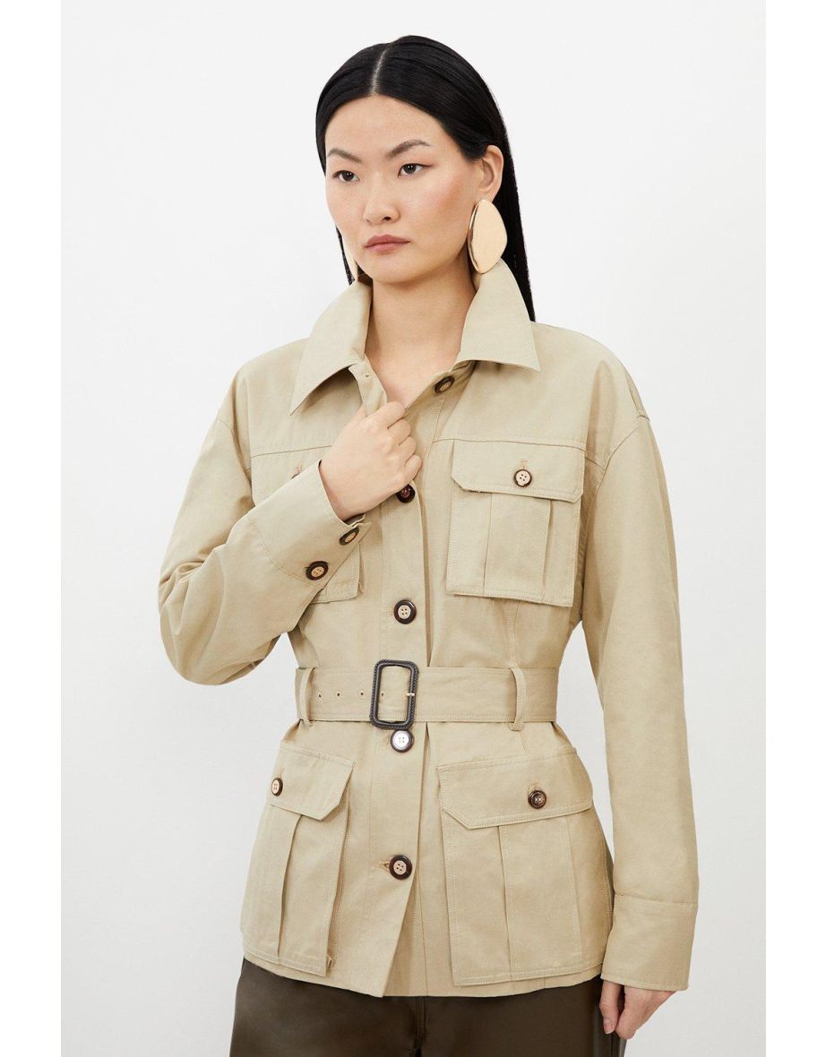 Tailored Cargo Pocket Belted Safari Jacket