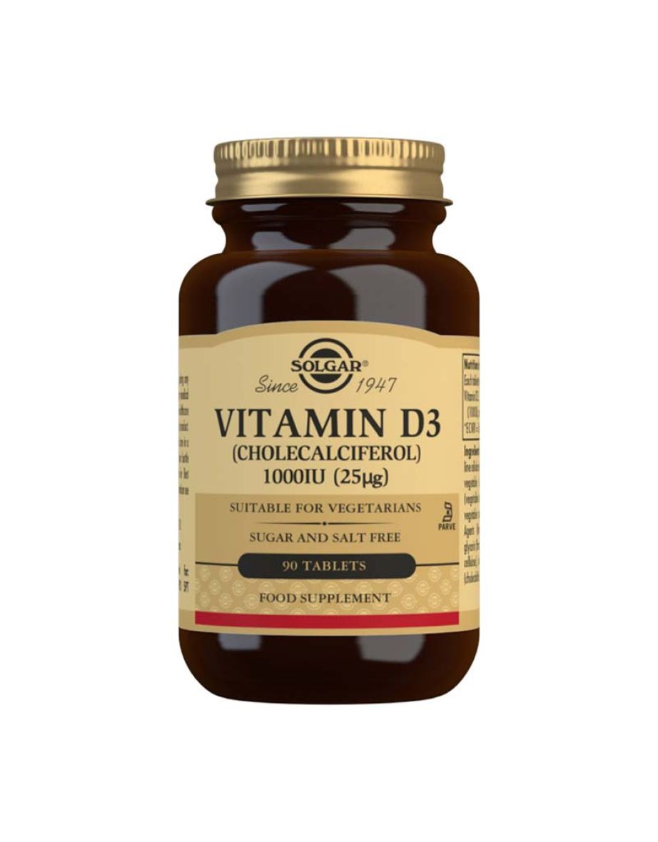 Solgar Vitamin D3 (Cholecalciferol) 1000 IU (25mcg) 90 Tablets