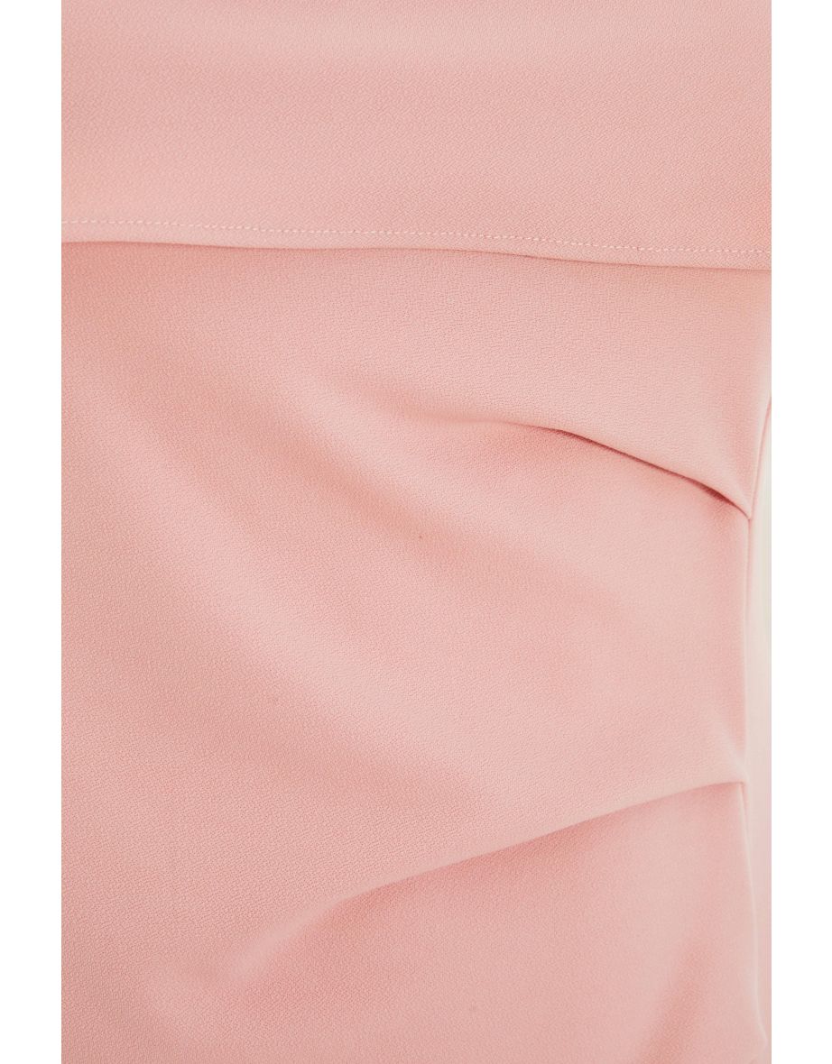 Curve Pink Ruched Bardot Midi Dress - 5