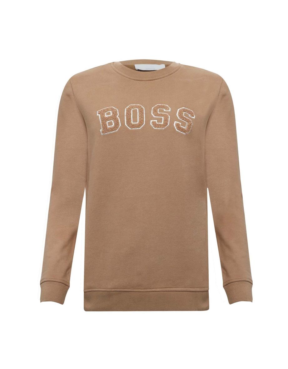 Shop Women s Hugo Boss Esety Crew Neck Sweatshirt in Brown Online in Bahrain VogaCloset