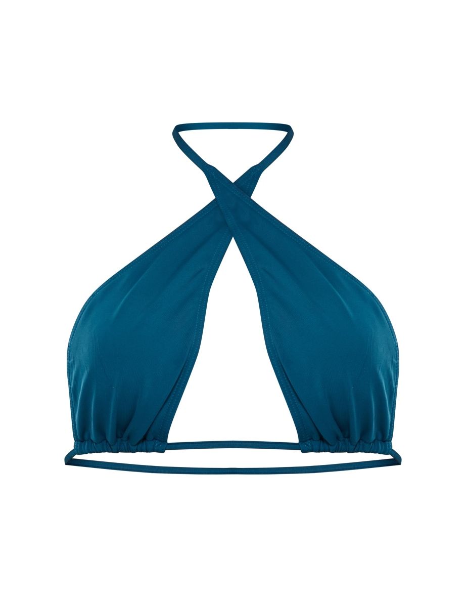 Teal Halterneck Upside Down Bikini Top - 3