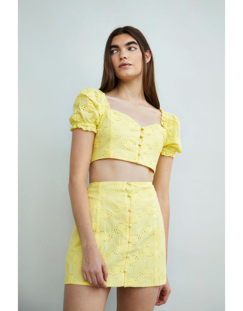 Yellow Column Mini Skirt