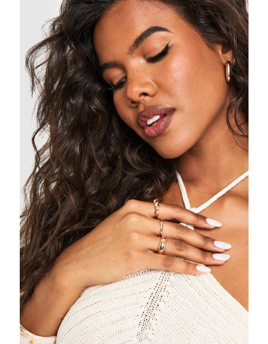 3 Pack Gold Chunky Rings - gold