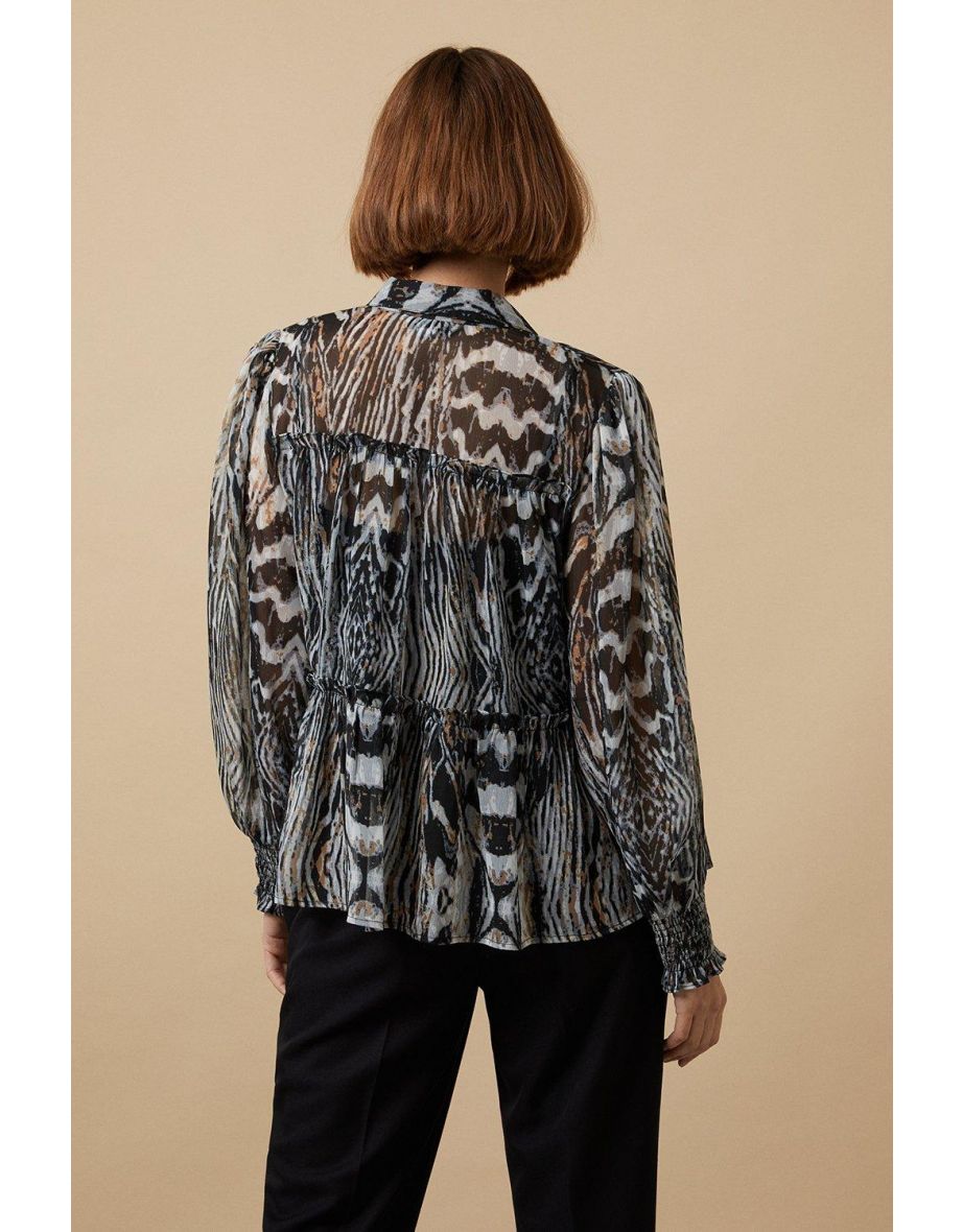 Neutral Animal Tiered Blouse - 2