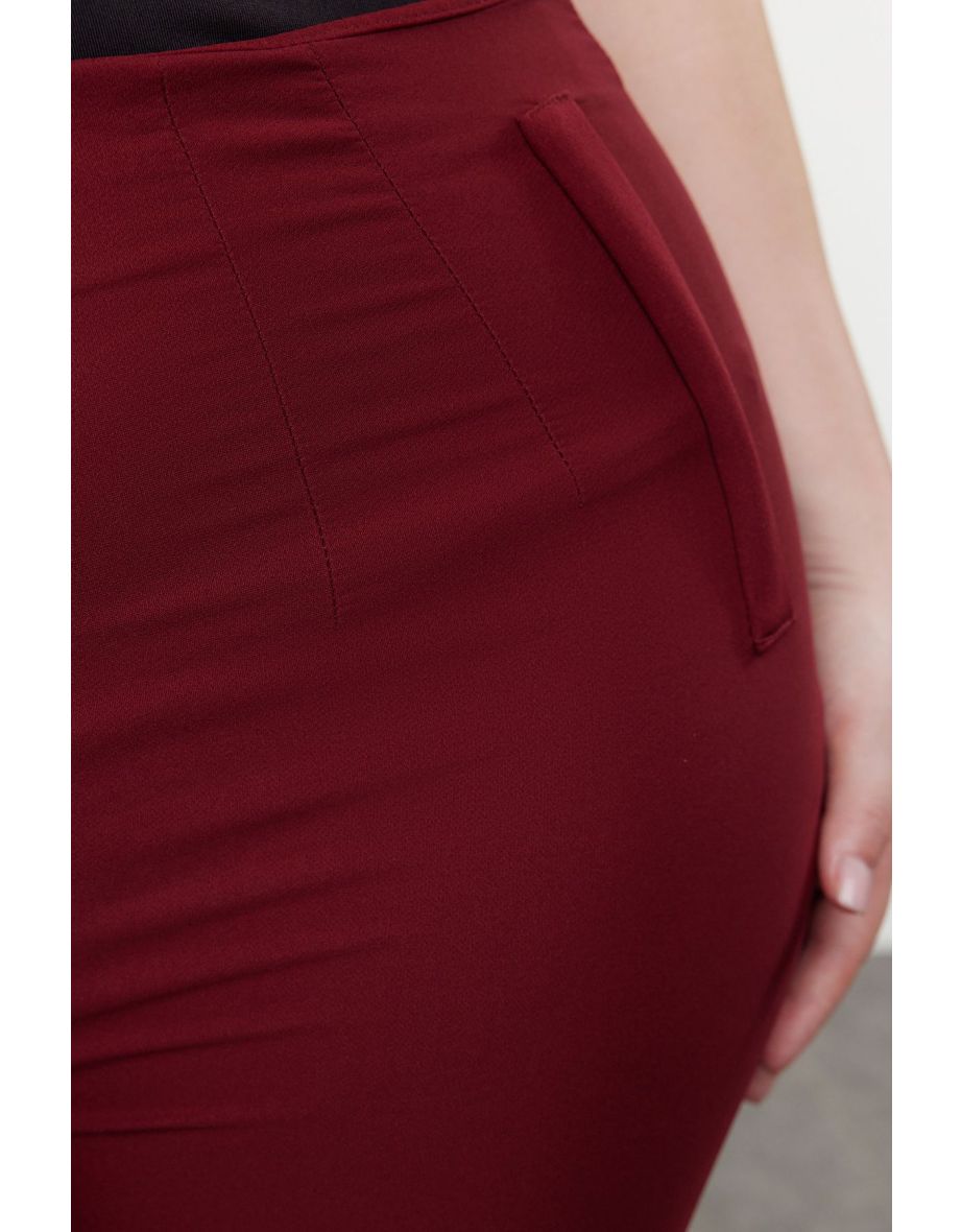 Burgundy Cigarette Woven Trousers - 6