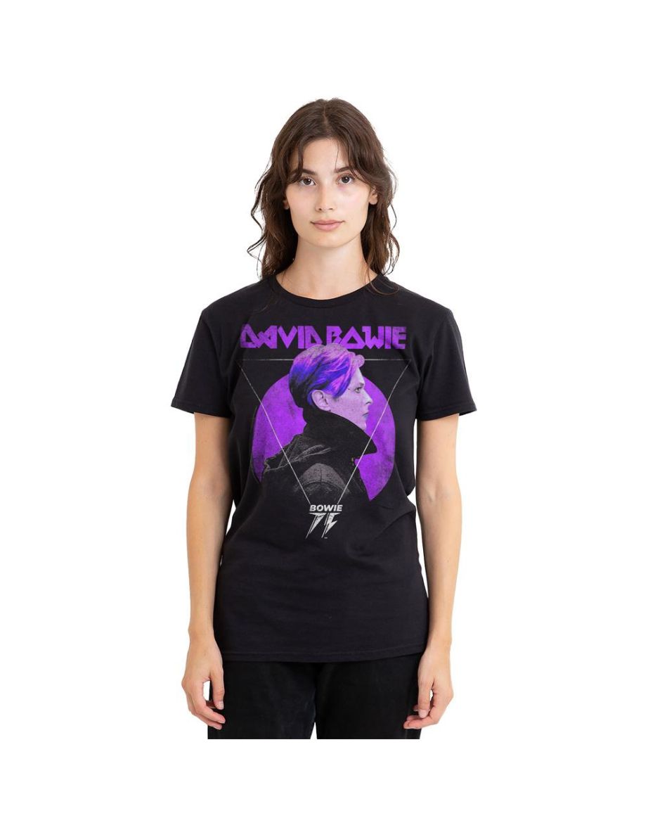 David Bowie Unisex Adult 75 Side Profile Logo T-Shirt - Black