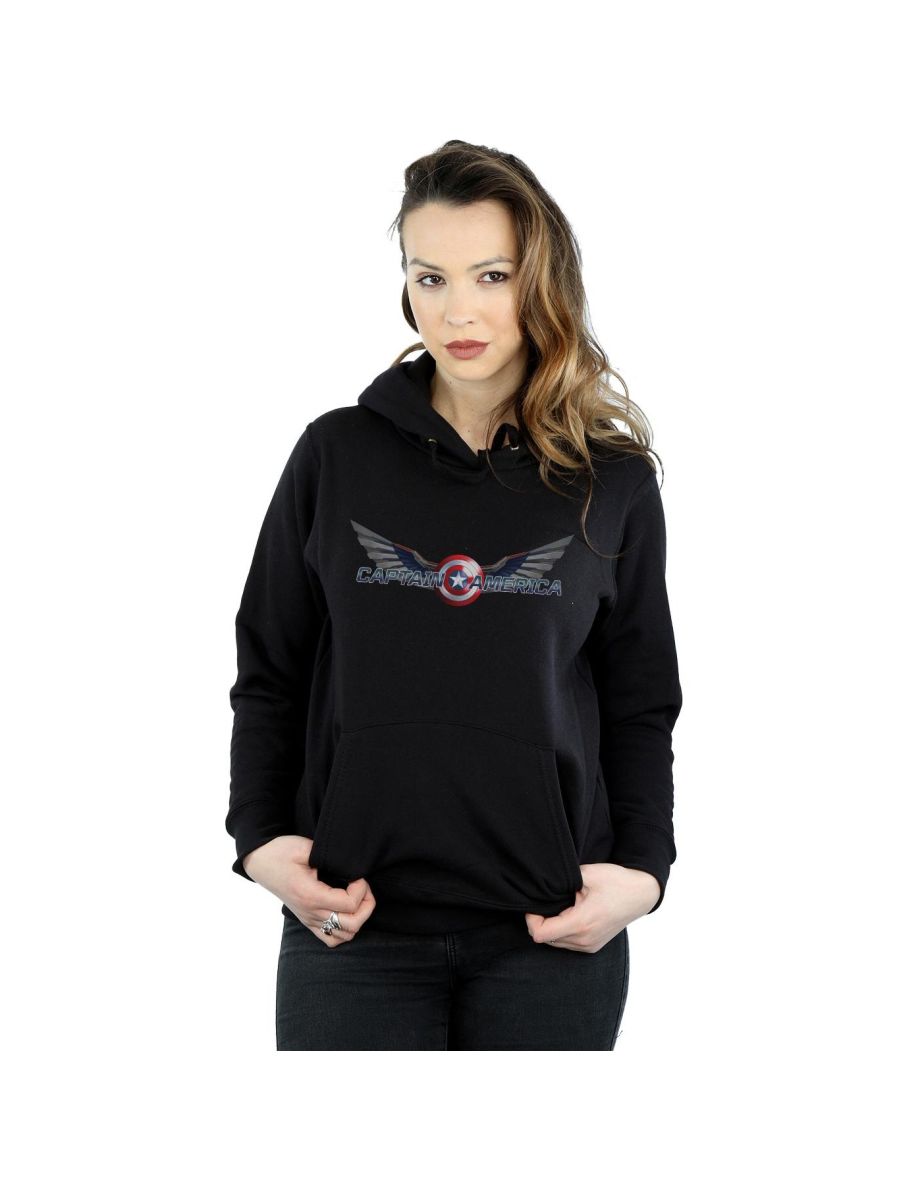Marvel Womens/Ladies Falcon And The Winter Soldier Captain America Logo Hoodie - Black