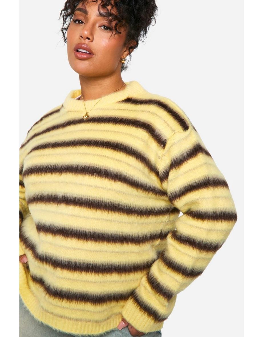 Plus Fluffy Striped Jumper - lemon - 3