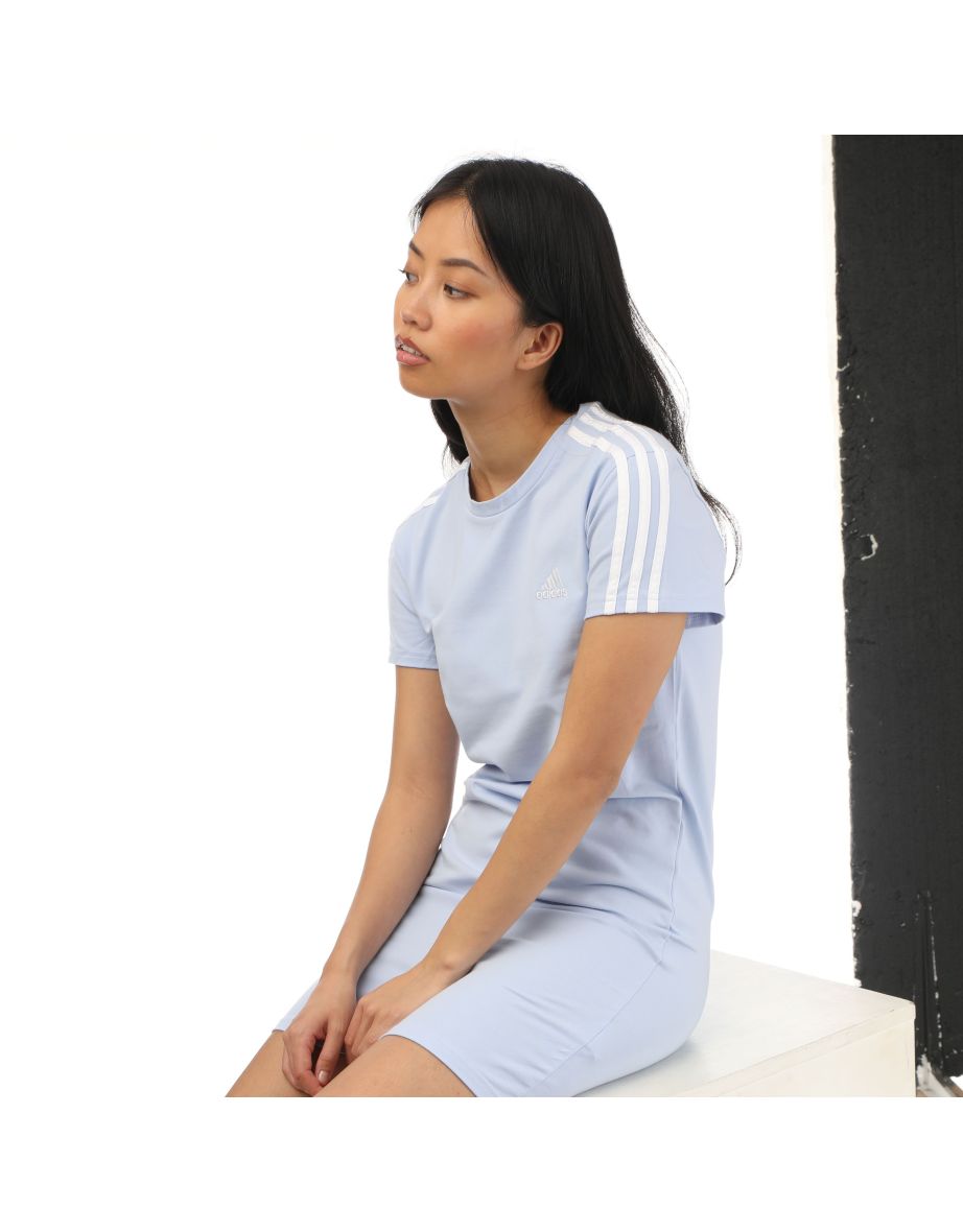 Women's adidas Essentials 3-Stripes T-shirt Dress in Blue - 3
