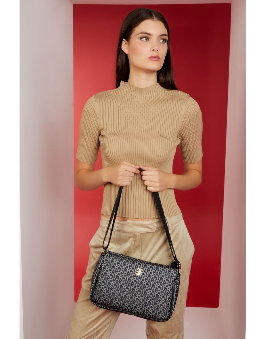Small Alphabet Black Women's Shoulder Bag