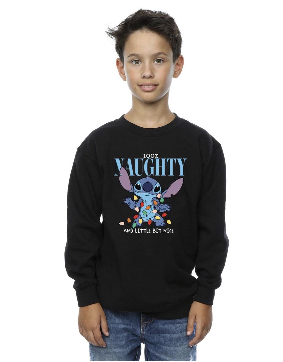 Disney Boys Lilo & Stitch Naughty & Nice Sweatshirt - Black
