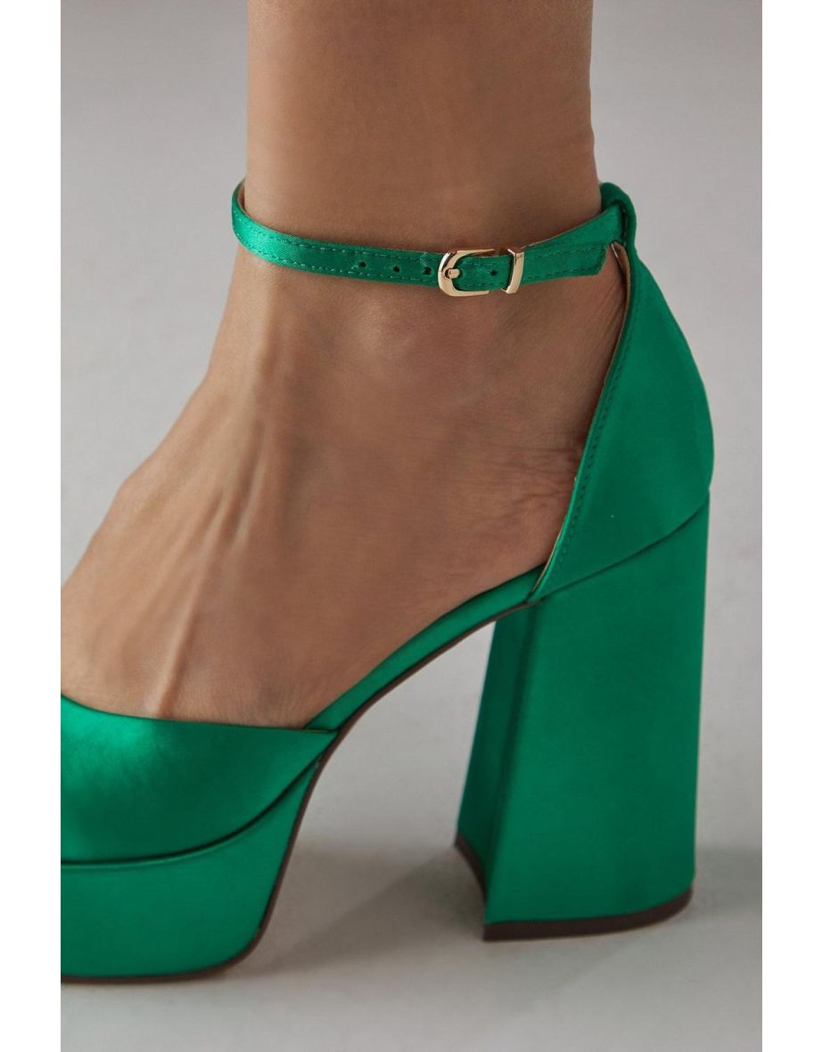 Faith: Cadence Satin Closed Toe Chunky Platform Heeled Shoes - 3