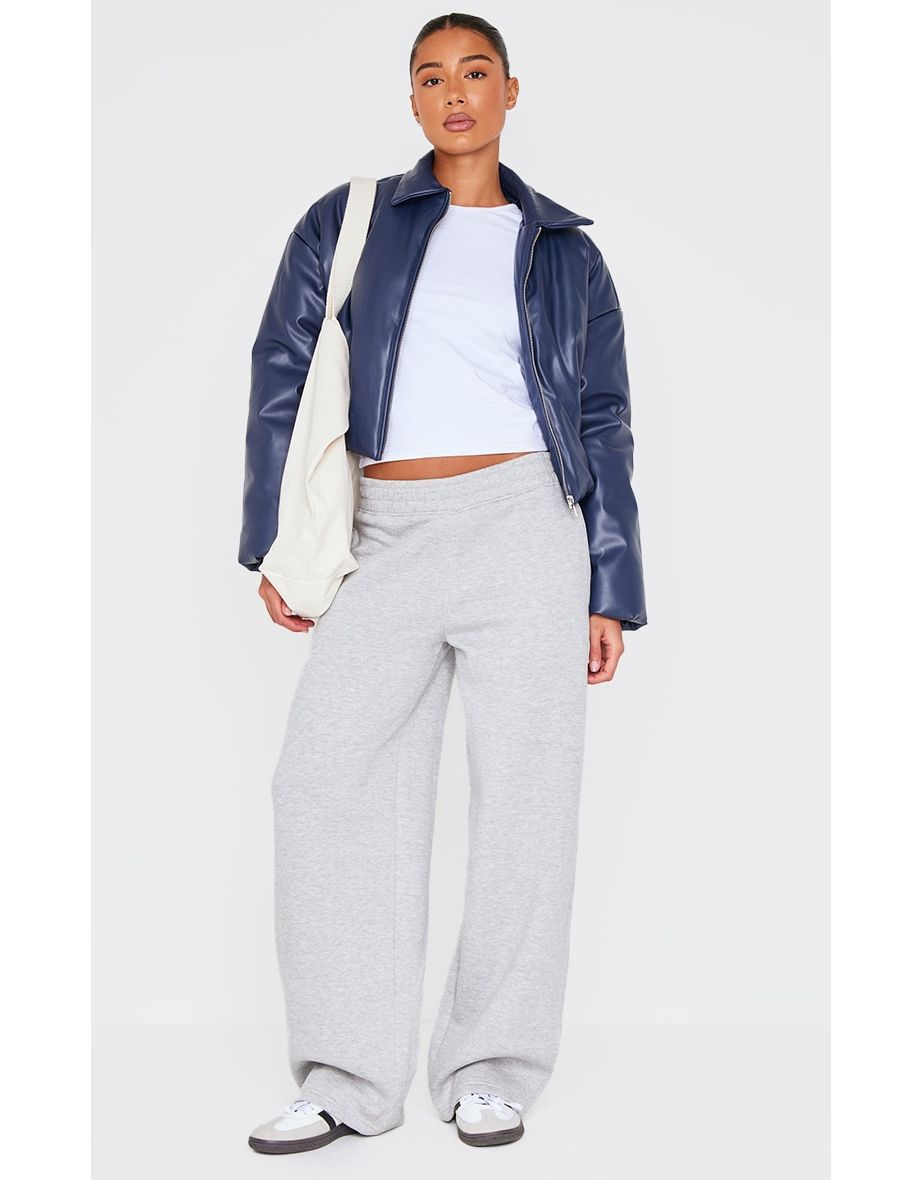 Grey Marl Low Rise Oversized Wide Leg Joggers