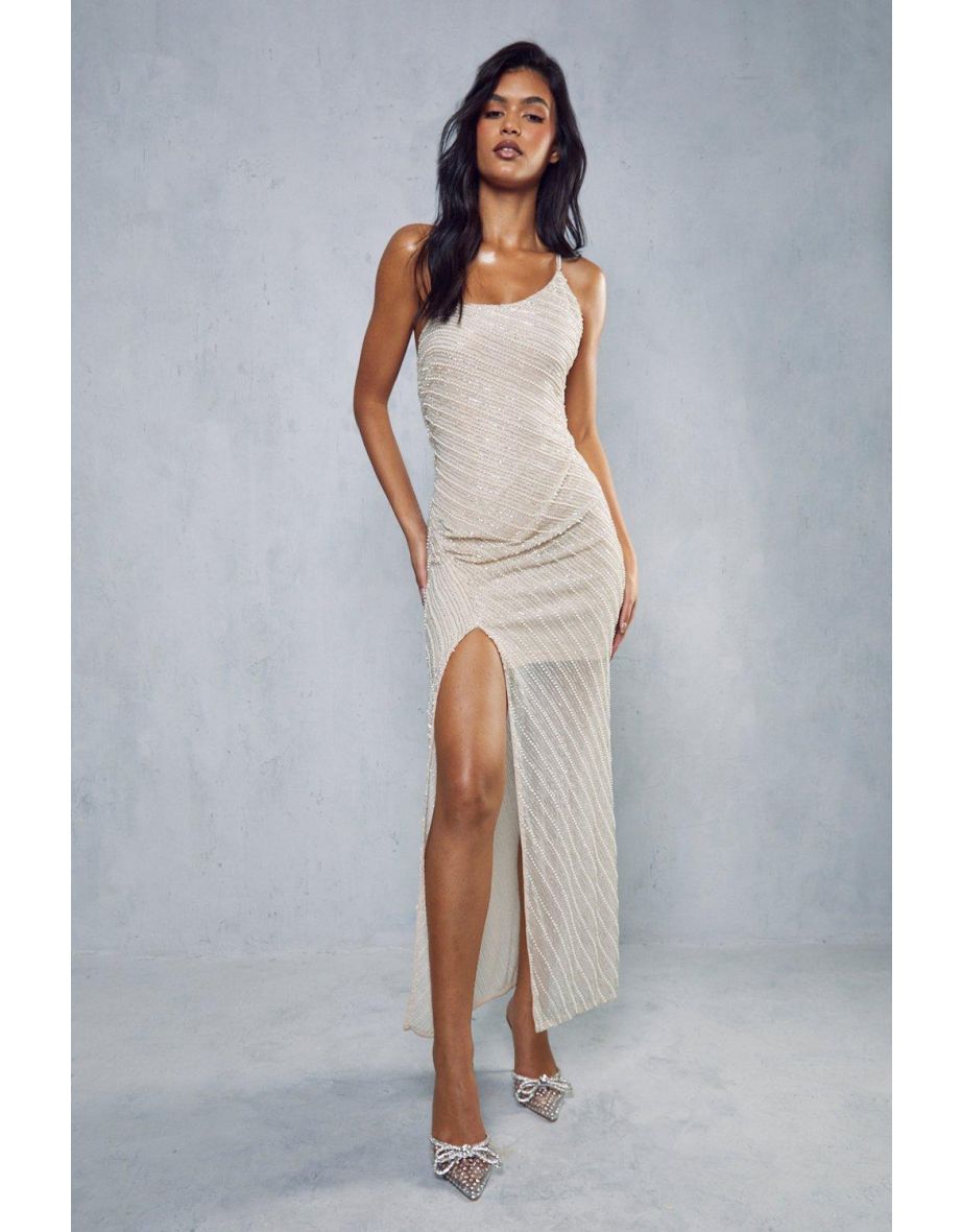 Shop Macy Premium Embellished Draped Maxi Dress Online in Oman VogaCloset