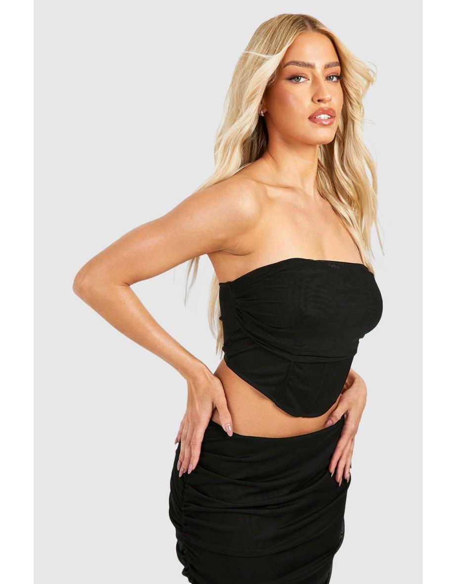 Sweetheart Bardot Mesh Corset - black