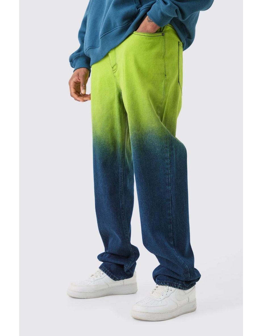 Tall Relaxed Rigid Ombre Jeans - lime